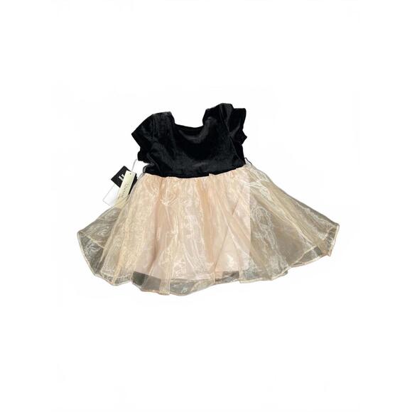 NWT 52seven Littles Toddler Girls' Black Velvet and Beige Organza Dress 3T - Picture 4 of 6